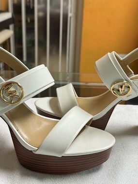 White Michael Kors Sandal Heels Size 9.5